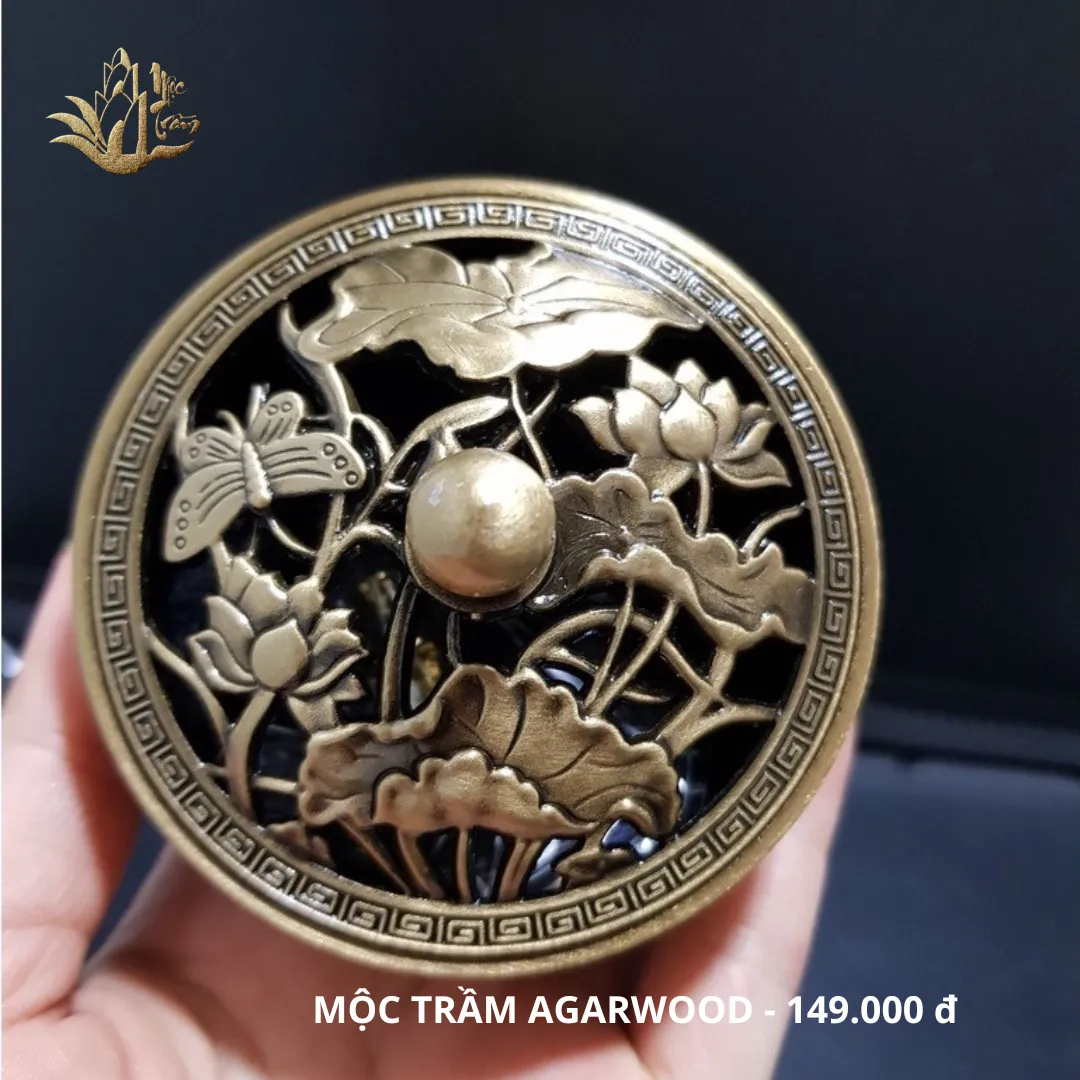Lư xông trầm hương đỉnh đốt trầm hợp kim đồng cao cấp nặng tay size mini 7,8cm*7cm