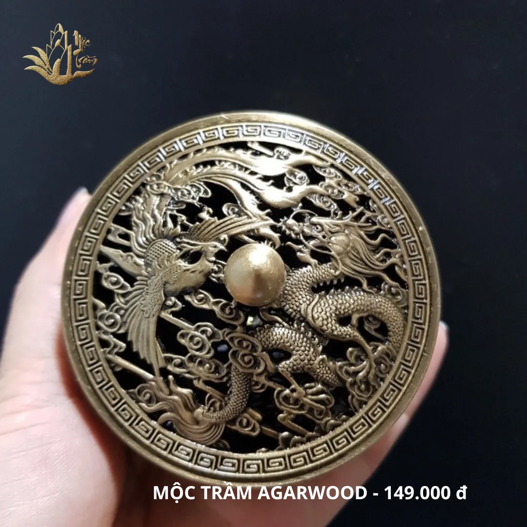 Lư xông trầm hương đỉnh đốt trầm hợp kim đồng cao cấp nặng tay size mini 7,8cm*7cm