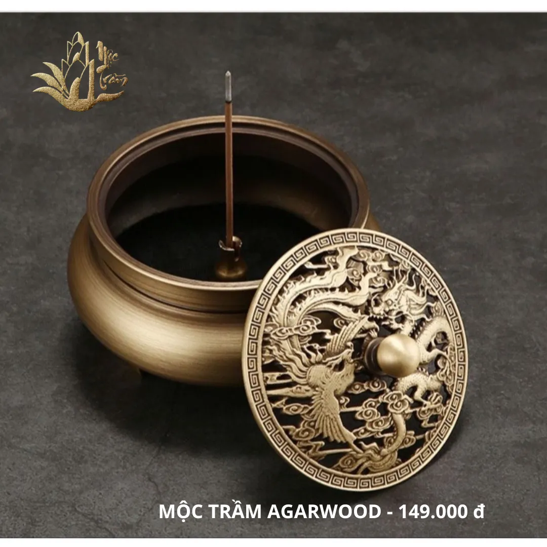 Lư xông trầm hương đỉnh đốt trầm hợp kim đồng cao cấp nặng tay size mini 7,8cm*7cm