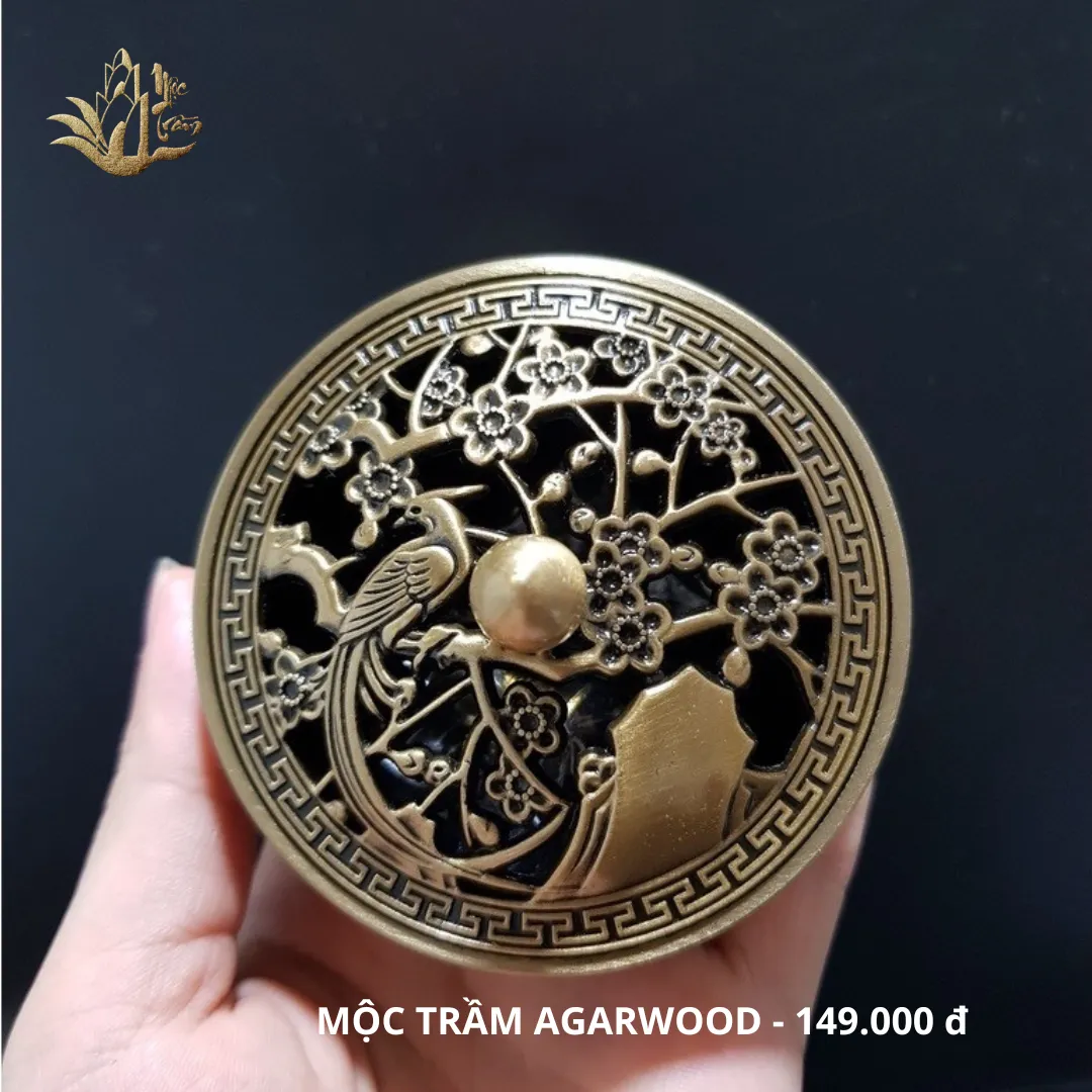 Lư xông trầm hương đỉnh đốt trầm hợp kim đồng cao cấp nặng tay size mini 7,8cm*7cm