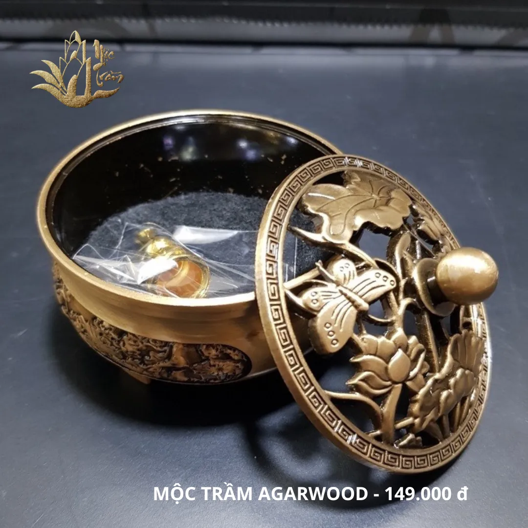 Lư xông trầm hương đỉnh đốt trầm hợp kim đồng cao cấp nặng tay size mini 7,8cm*7cm