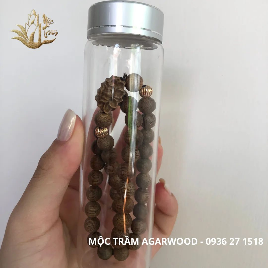 Vòng tay - Chuỗi hạt quấn 2 vòng Trầm hương kiến thơm đậm 8 Ly