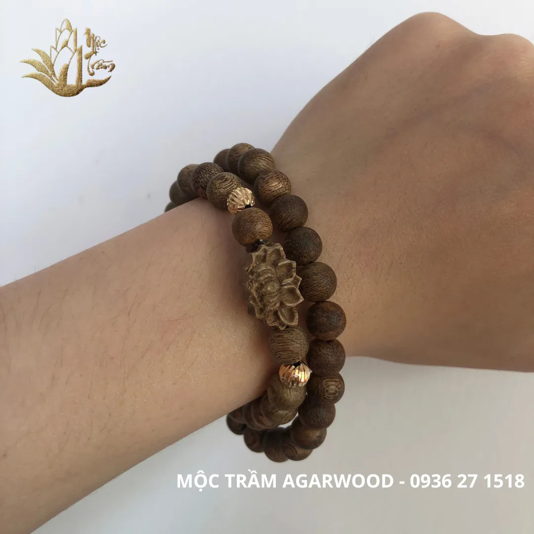 Vòng tay - Chuỗi hạt quấn 2 vòng Trầm hương kiến thơm đậm 8 Ly