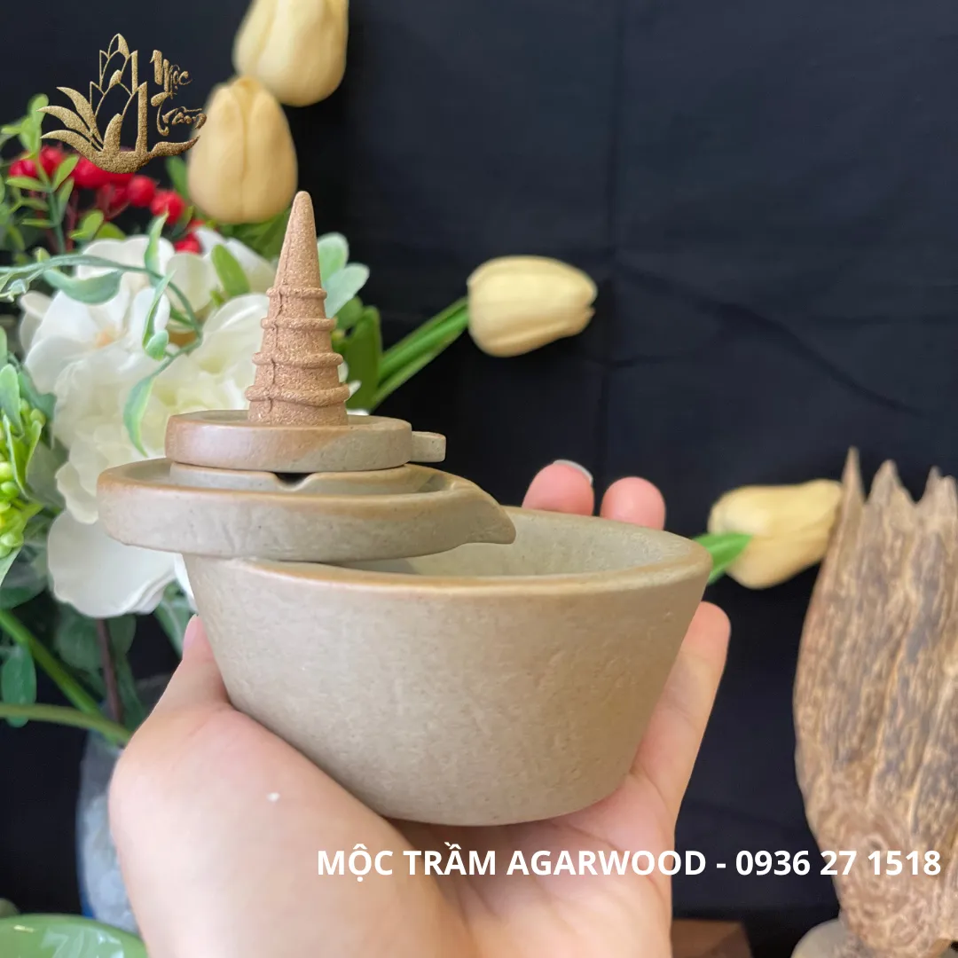 [Thác Cối xay] Thác khói chảy ngược mini xông nụ nhang trầm hương tráng men
