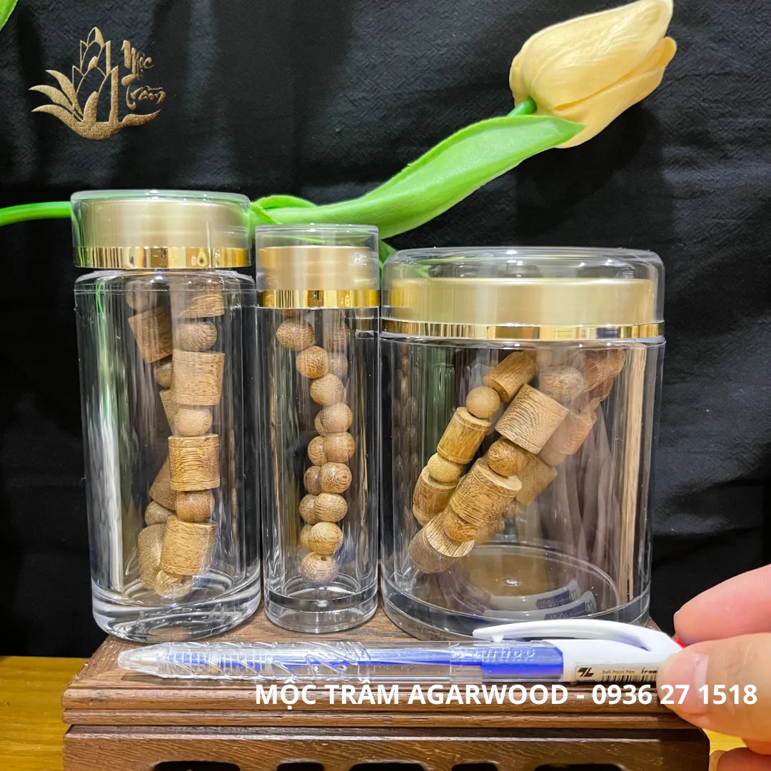 Lọ Hũ nhựa trong suốt cao cấp đựng vòng Trầm hương, đá phong thuỷ, đông trùng hạ thảo, saffron