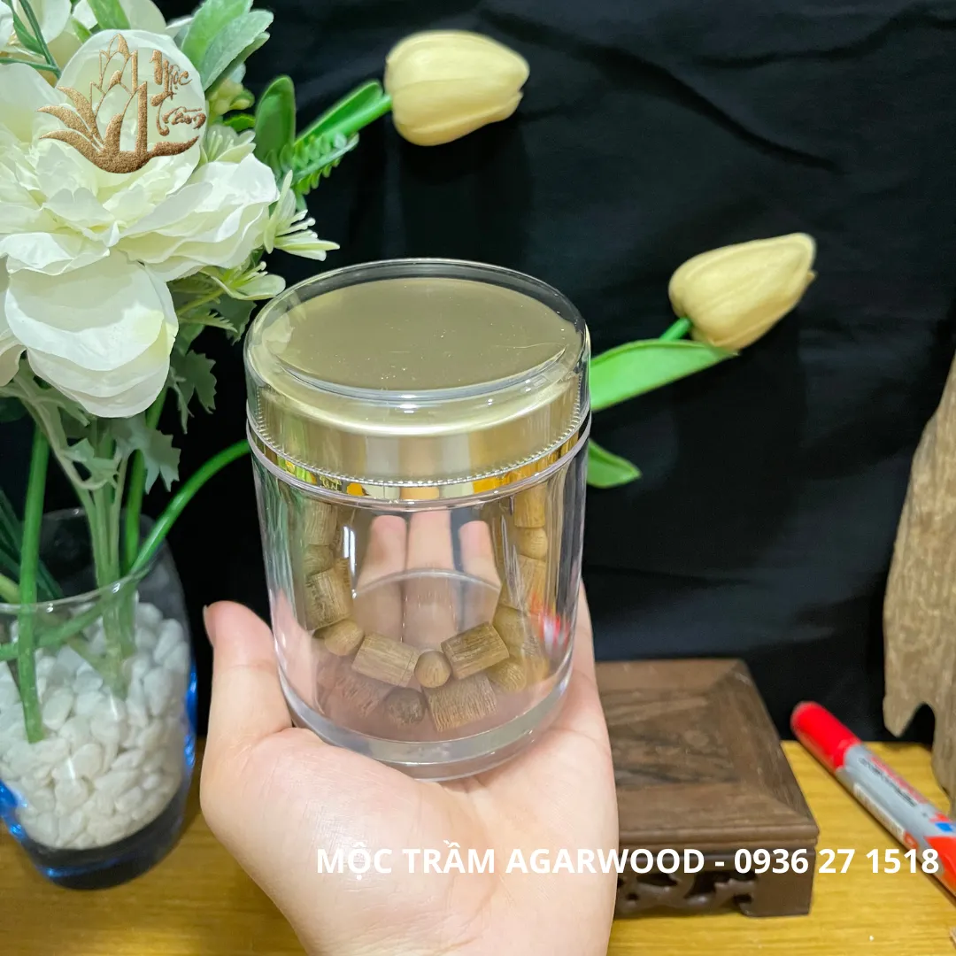 Lọ Hũ nhựa trong suốt cao cấp đựng vòng Trầm hương, đá phong thuỷ, đông trùng hạ thảo, saffron