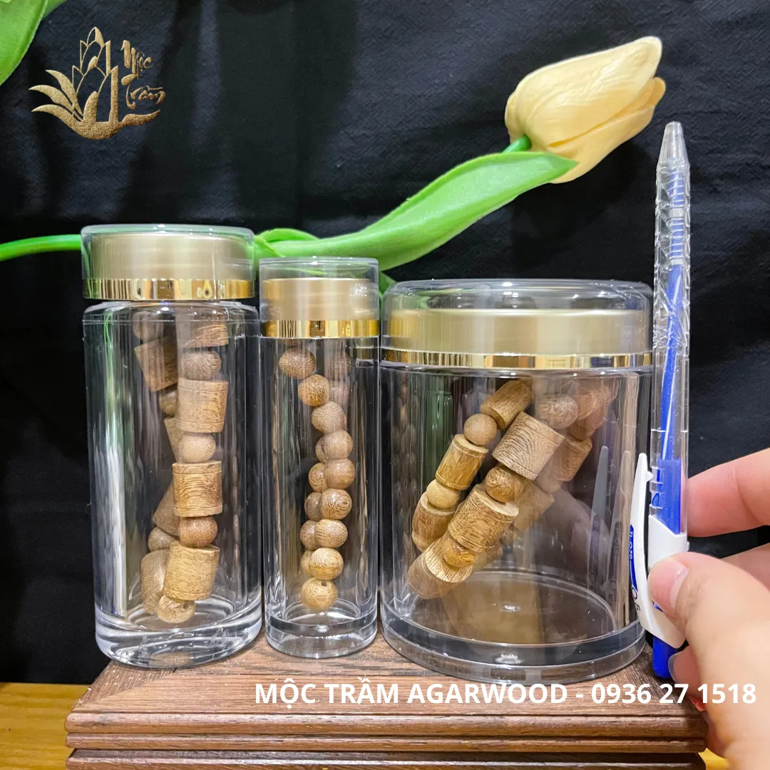 Lọ Hũ nhựa trong suốt cao cấp đựng vòng Trầm hương, đá phong thuỷ, đông trùng hạ thảo, saffron