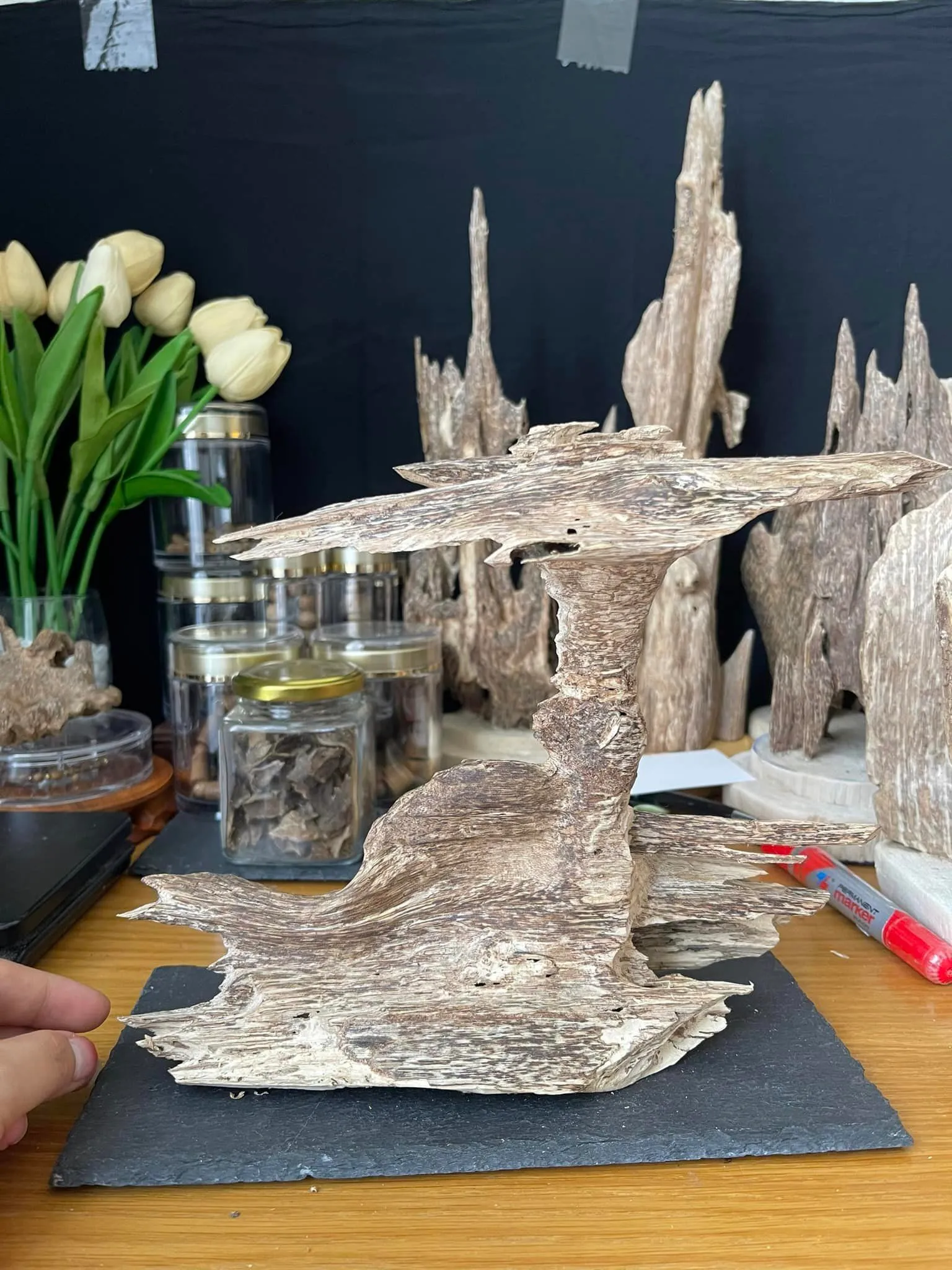 Hết hàng_Trầm hương cảnh phong thuỷ-Máy bay-Trầm hương kiến xí, vân mộc tự nhiên, ghép khối Mộc Trầm Agarwood