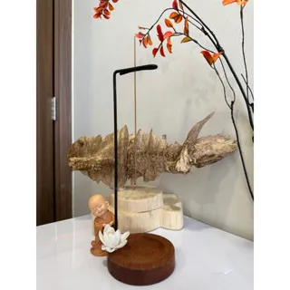 Đế cắm và giữ đốt que trầm hương không tăm đế gỗ thanh kim loại chắc chắn làm quà tặng quà tri ân