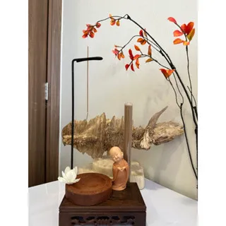 Đế cắm và giữ đốt que trầm hương không tăm đế gỗ thanh kim loại chắc chắn làm quà tặng quà tri ân