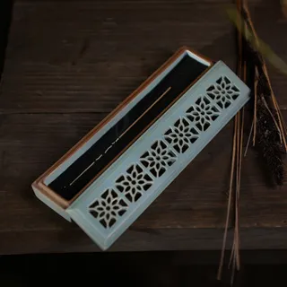 Hộp đốt nhang trầm hương thảo mộc không tăm bằng Gốm cao cấp Hình chữ nhật dài 24 cm