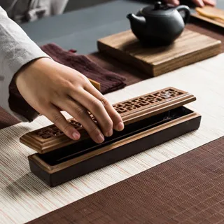 Hộp đốt nhang trầm hương thảo mộc không tăm bằng Gốm cao cấp Hình chữ nhật dài 24 cm