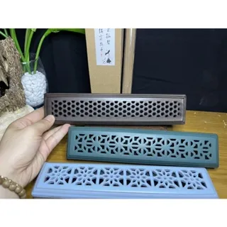 Hộp đốt nhang trầm hương thảo mộc không tăm bằng Gốm cao cấp Hình chữ nhật dài 24 cm