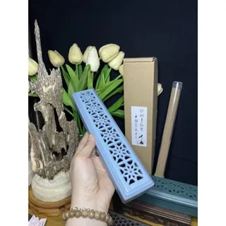 Hộp đốt nhang trầm hương thảo mộc không tăm bằng Gốm cao cấp Hình chữ nhật dài 24 cm