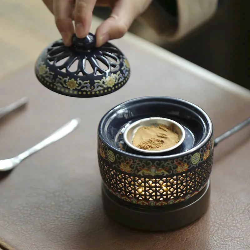 Lư điện xông trầm hương hoa văn trang trí Lư xông trầm size to có hẹn giờ, chỉnh nhiệt độ _Mộc Trầm Agarwood