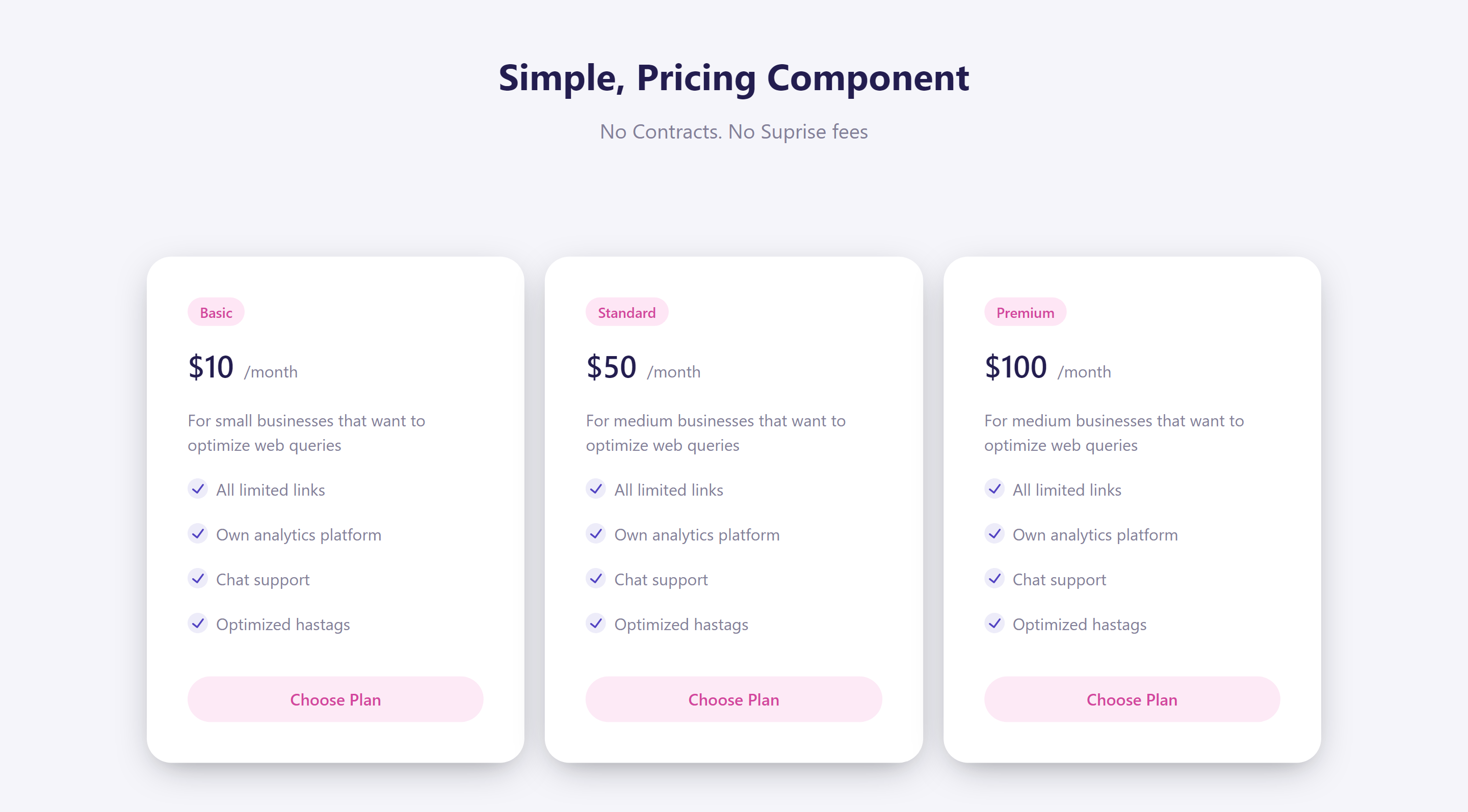Pricing Card