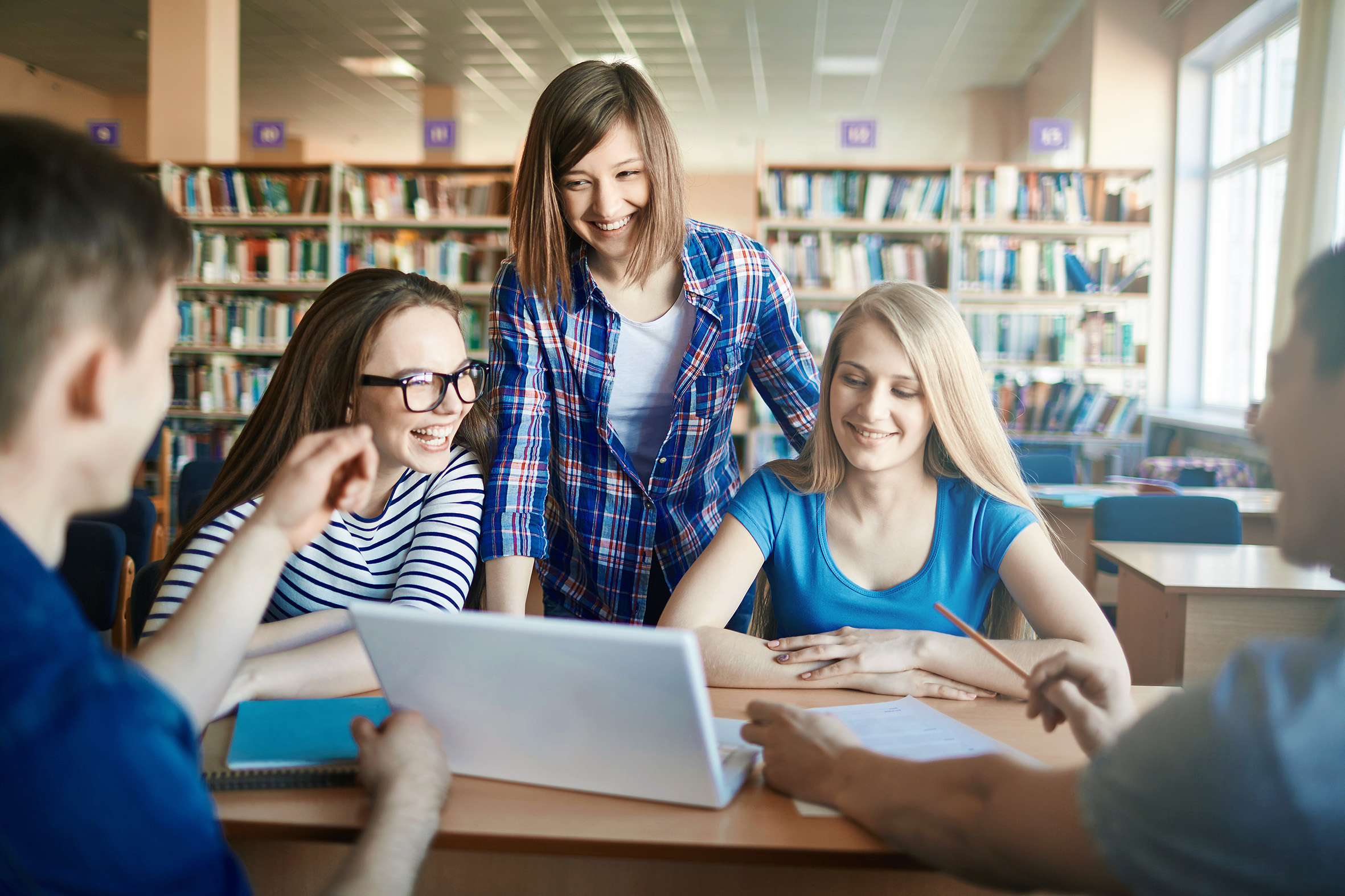Children in the school's library