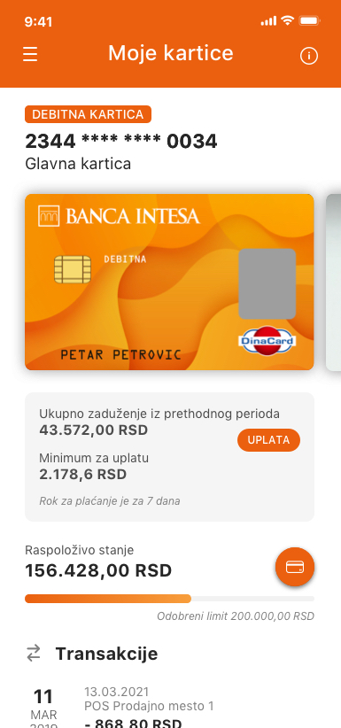 visa inspire kartica banca intesa digitalno bankarstvo