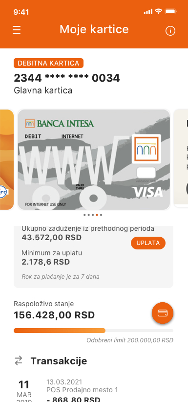 visa inspire kartica banca intesa digitalno bankarstvo