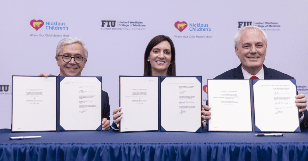 Nicklaus Children’s and Florida International University seal the deal with new partnership | FIU News