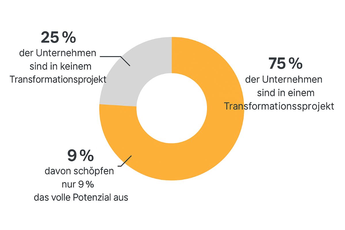 Diagramm zum Thema Unternehmen, die sich in einem Transformationsprojekt befinden.
