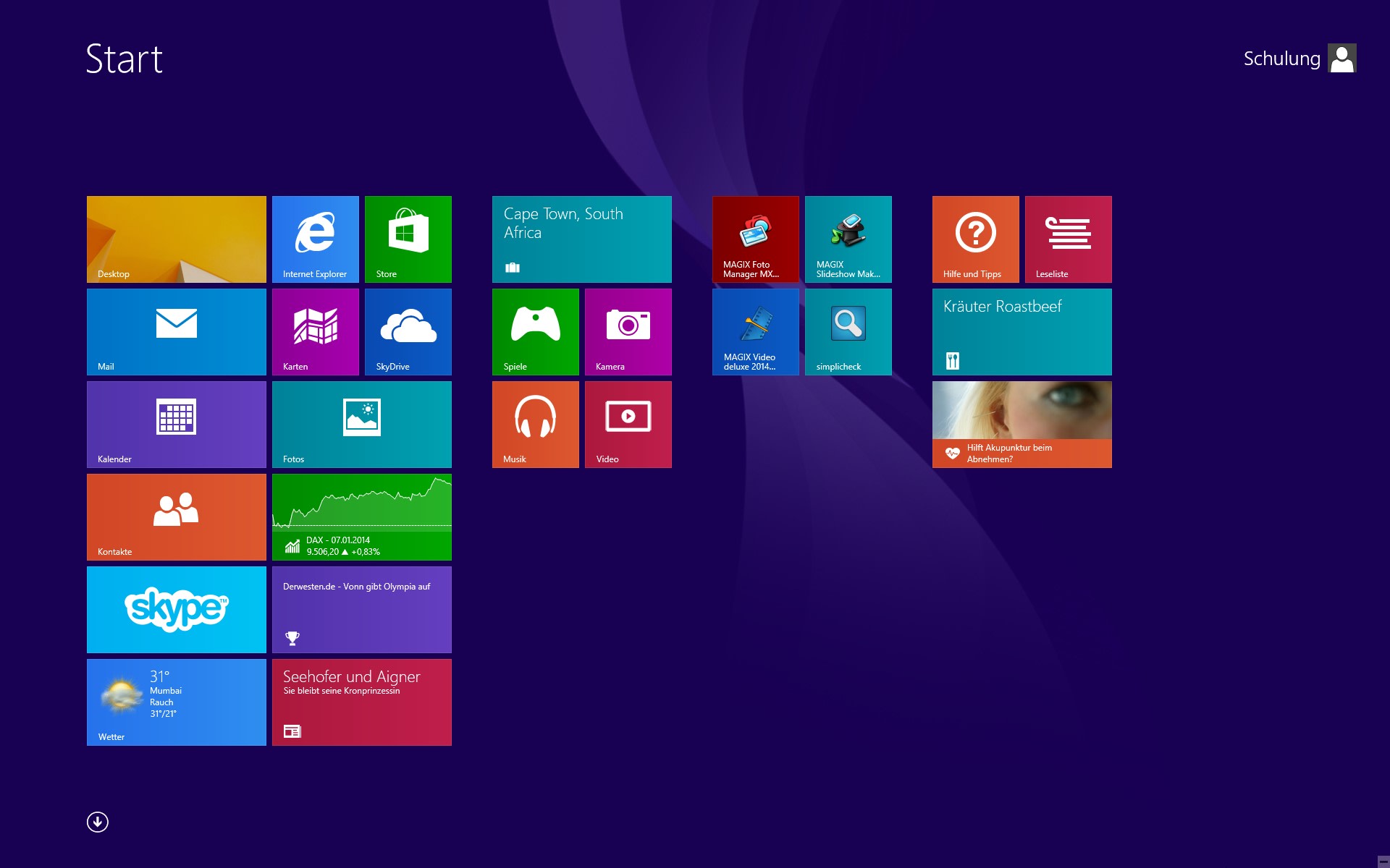 Windows 8.1 Startseite