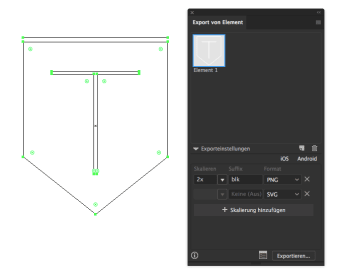 Das AI Export-Bedienfeld für SVG und andere Webformate