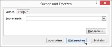 Dialogfenster Suchen und Ersetzen - Schaltfläche Weitersuchen