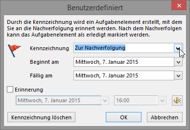 Benutzerdefinierte Erinnerung