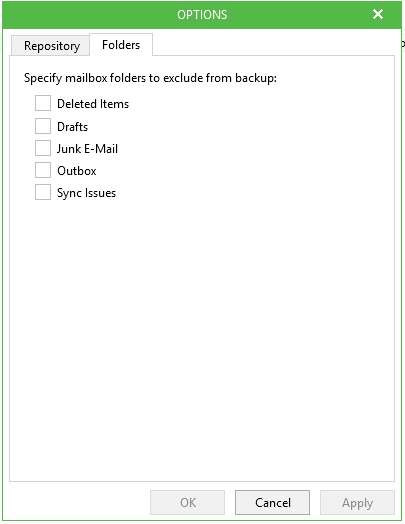 Veeam Availability Suite 9.5 - Mailbox Folder ausschliessen