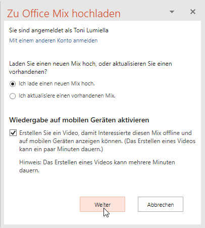Abb. 17 Optionen definieren