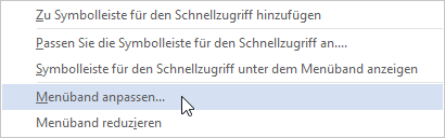 Menüband in Office anpassen - Office 2016