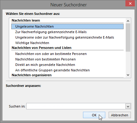 Suchordner Ungelesene Nachrichten