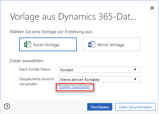 Excel-Vorlagen in Microsoft Dynamics 365