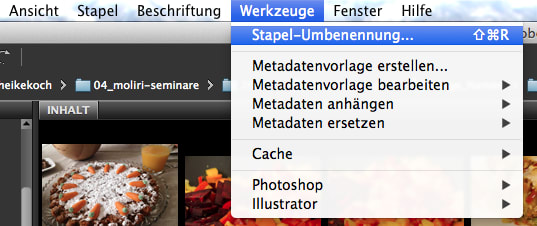 Adobe Bridge Stapel-Umbenennung Beispiel