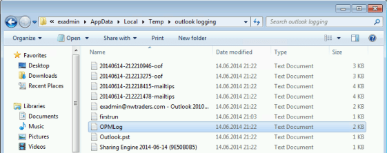 Outlook 2010 Logging: Optionen