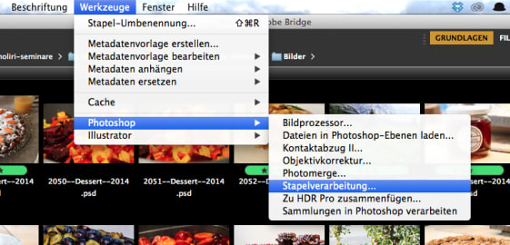 Adobe Bridge Oberfläche mit Dateiverwaltung