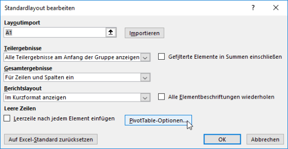 Abb. 4 Dialogfenster STANDARDLAYOUT BEARBEITEN