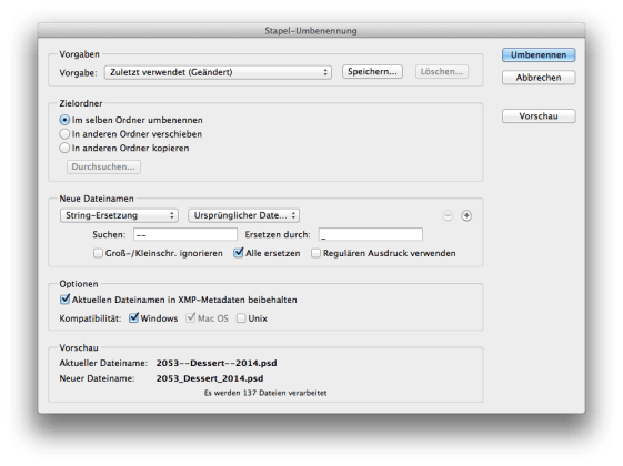 Ergebnis der Stapel-Umbenennung