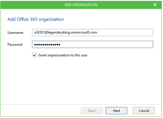 Veeam Availability Suite 9.5 - Office 365 Organisation hinzufügen