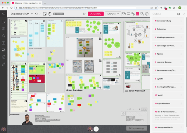 Mural in Aktion im Professional Scrum Master Training (Screenshot: Marc Kaufmann)