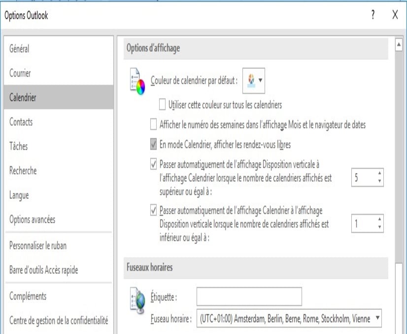 Fig. 3: Option En mode Calendrier, afficher les rendez-vous libres