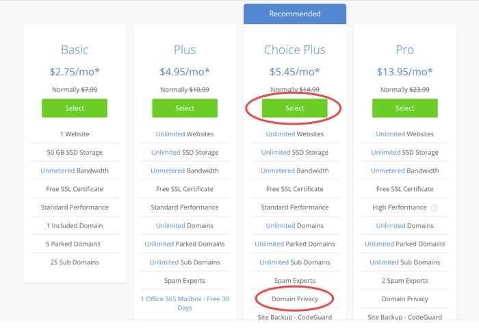 Bluehost Package