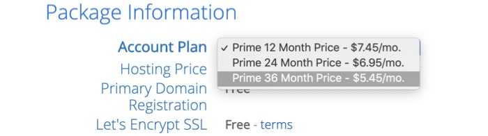 bluehost package