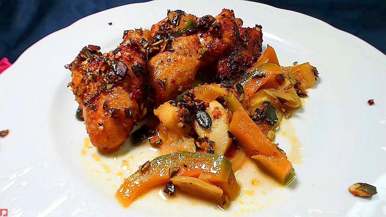 Chicken wings mit Kürbiskernen,