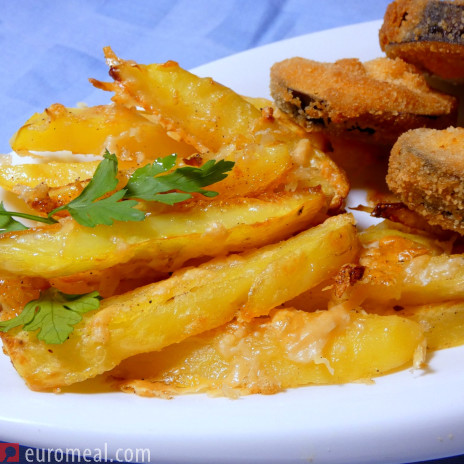 Eräpfelsticks mit Parmesan im Ofen gebacken