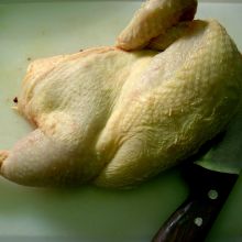 Backhuhn tranchieren