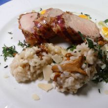 Risotto mit gebratenen Pfifferlingen