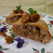 Pfifferlingstrudel mit Rauchfleisch