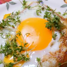 Fleischkäsetoast mit Spiegelei